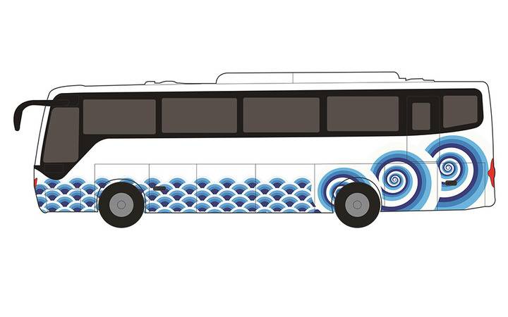 江崖海水纹彩虹巴士车身设计