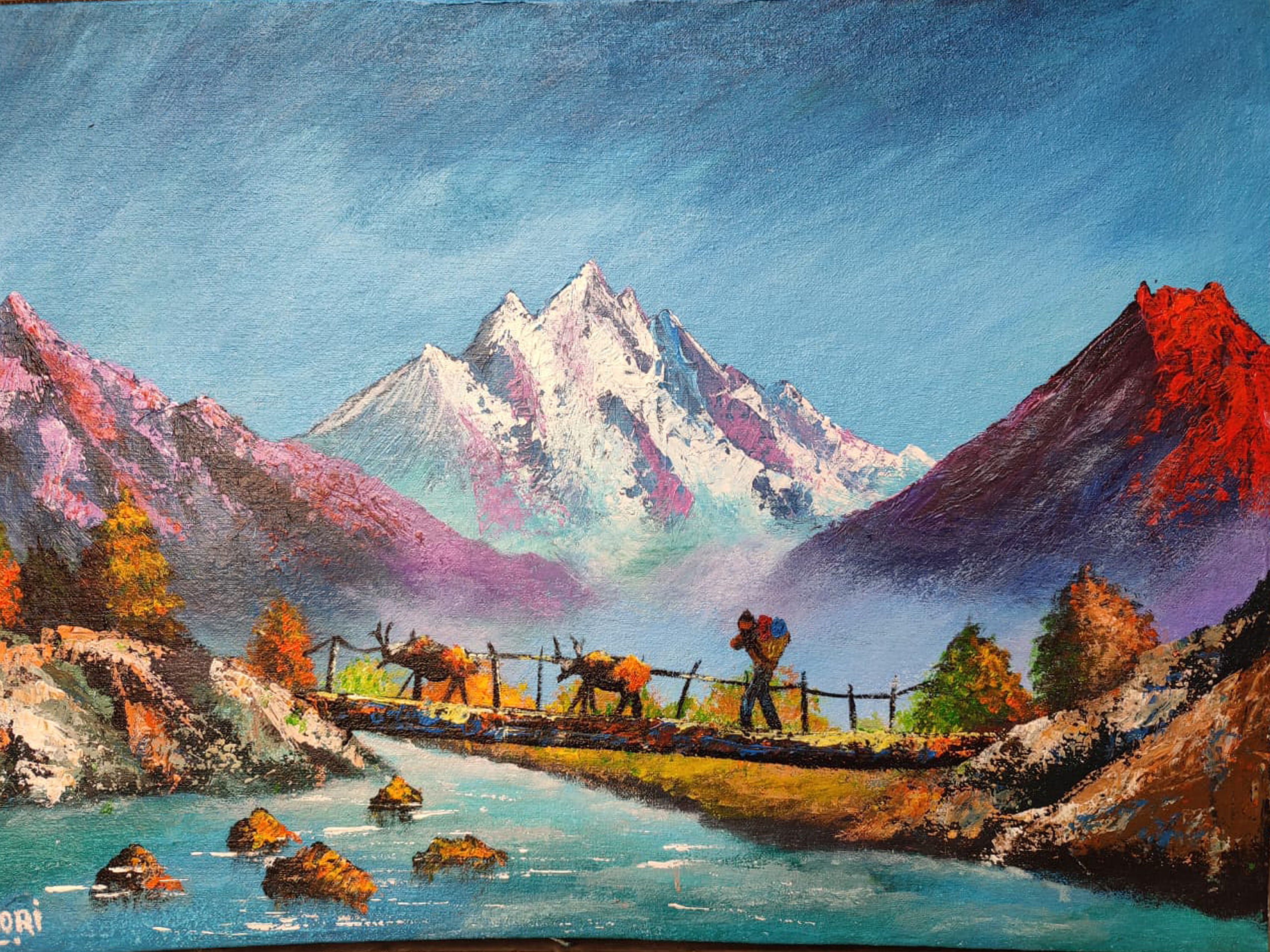 Nepali Mountain Landscape Painting 121